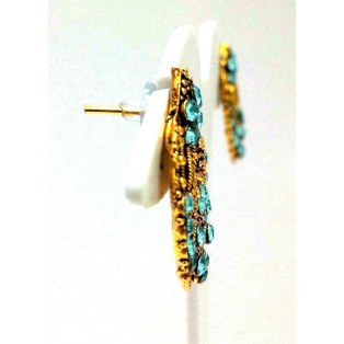 Golden Oxidized Women Earrings Jhumka Jhumki Jewelry Push Back Drop Dangle 49
